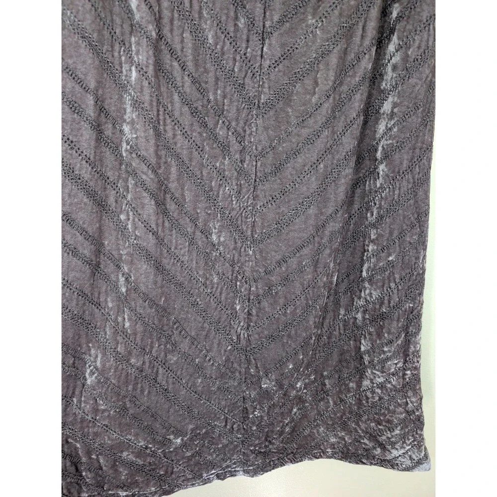 J. Jill Maxi Skirt Velvet Gray Chevron Stitch Elastic Waist Side Zip Boho Size 6